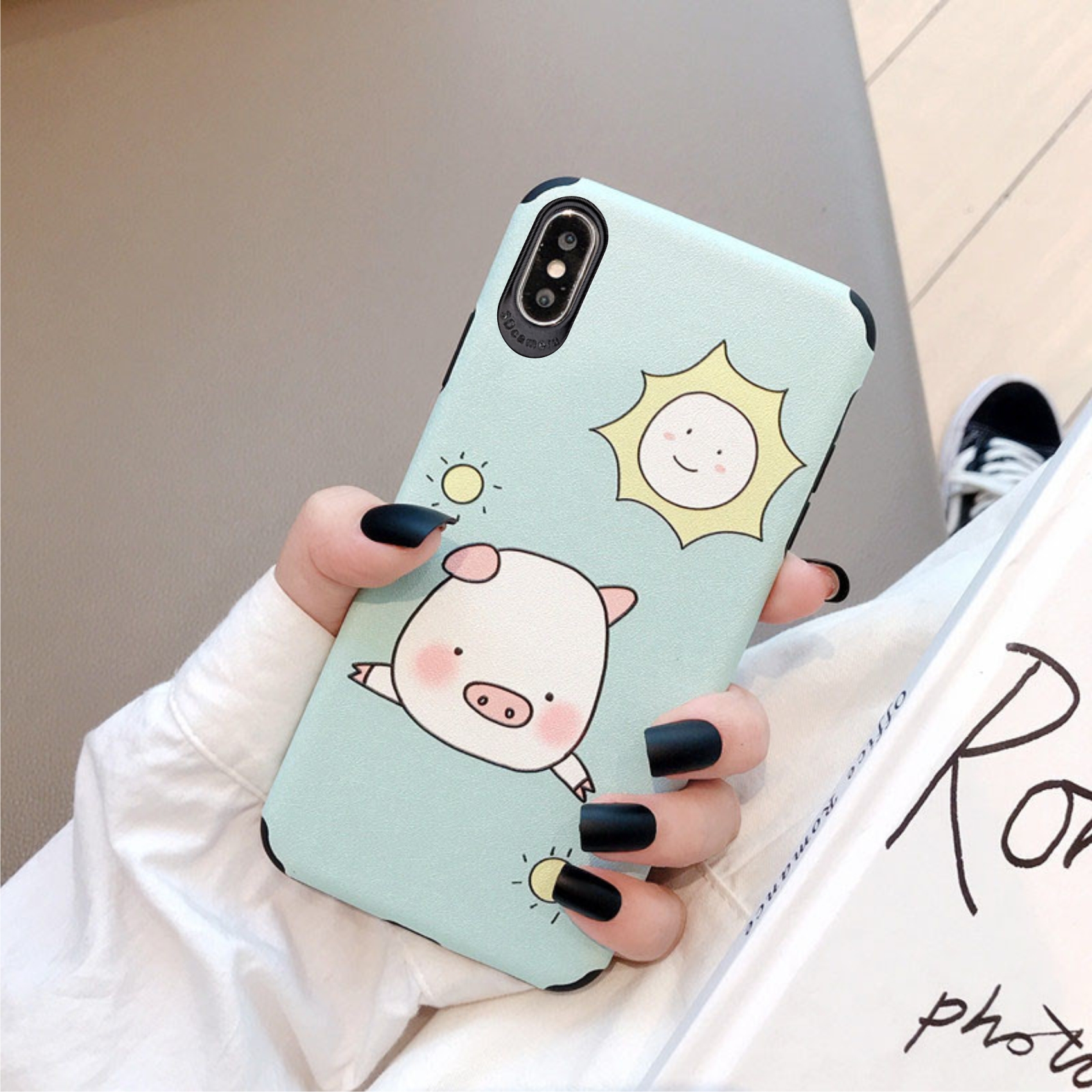 Ốp Lưng Da IMD Pig Cartoon