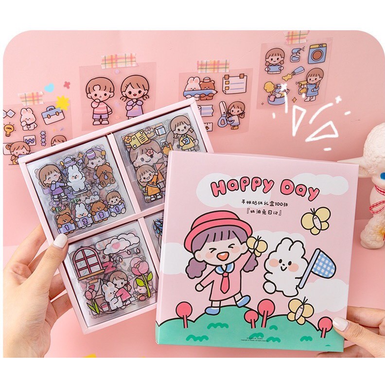 1 MIẾNG STICKER TEA TIME - OCTOBE - Happy day