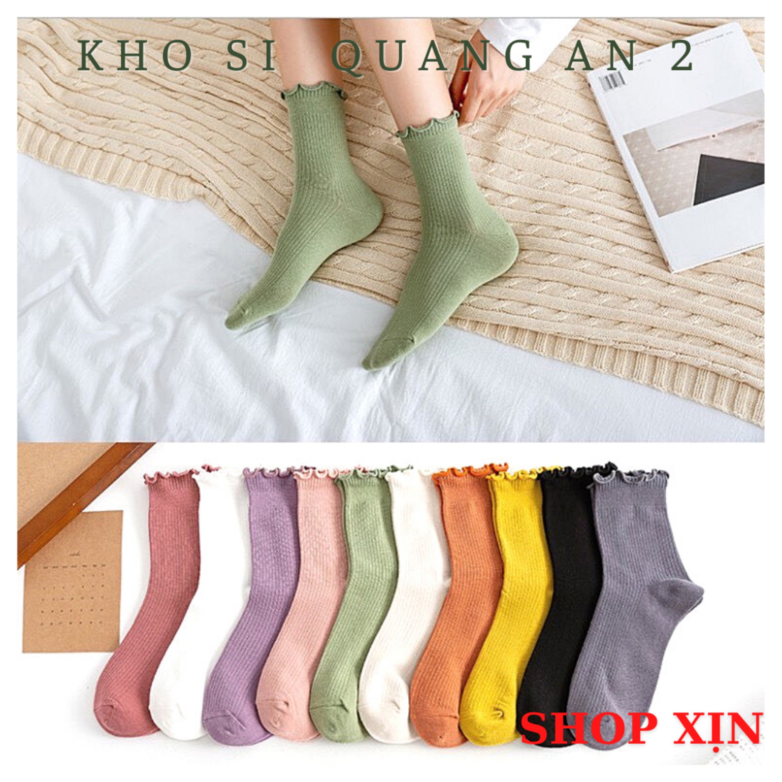 Sét 5 đôi tất nữ cổ cao bèo, vớ nữ hàn quốc vintage siêu xinh