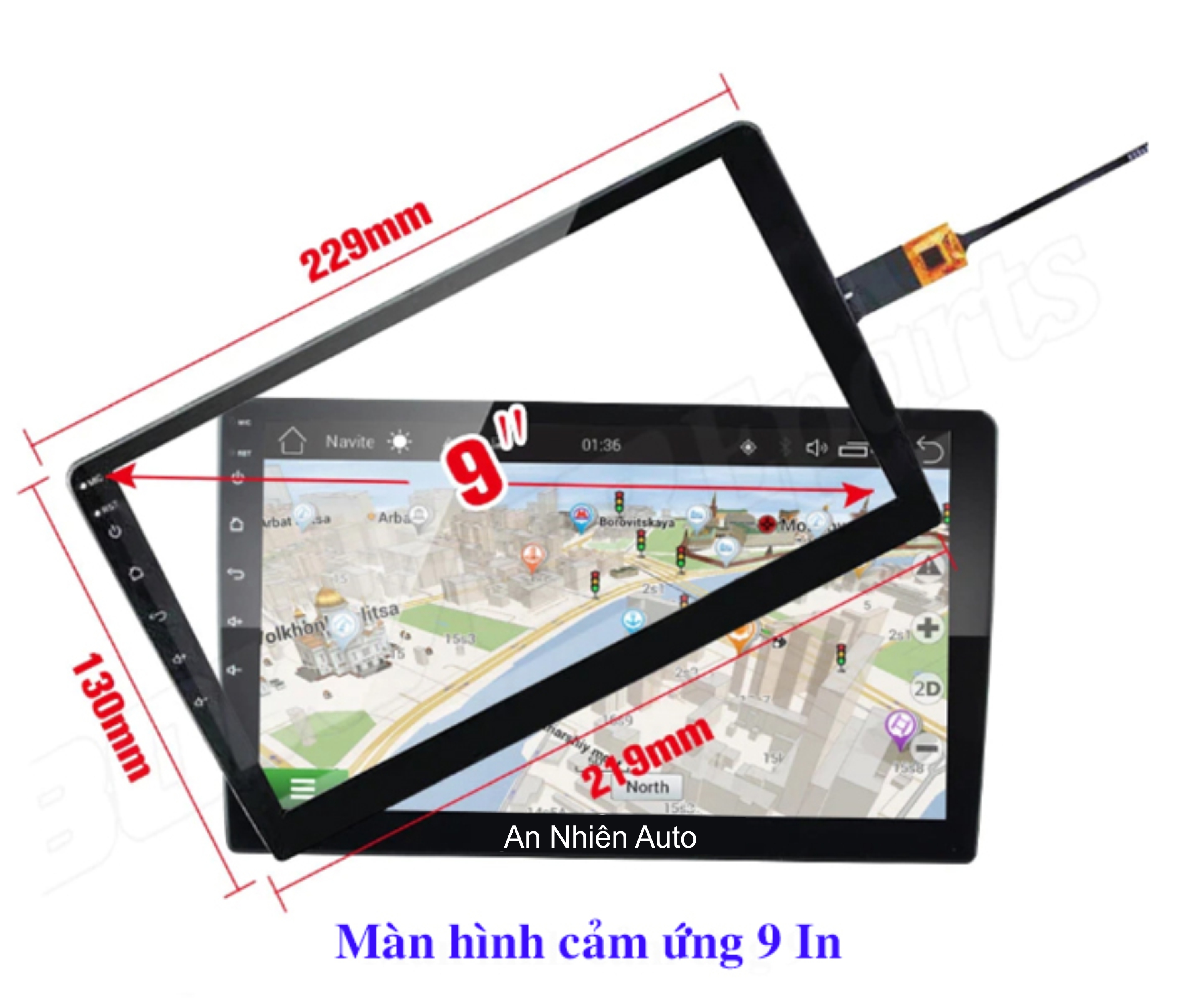Màn hình cảm ứng - mặt kính cảm ứng thay thế cho màn hình android ô tô 9 in, 10 in