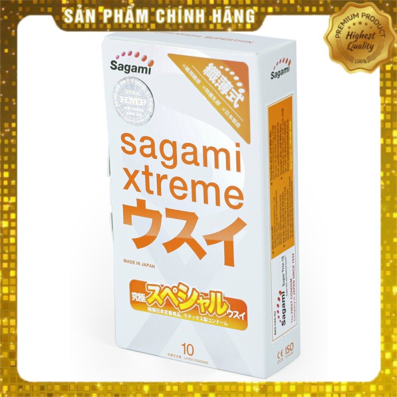 [FREESHIP] Bao Cao Su Siêu mỏng 10 chiếc Sagami Xtreme Super Thin - Nhật Bản - Chính hãng - Che tên sản phẩm kín đáo nhập khẩu