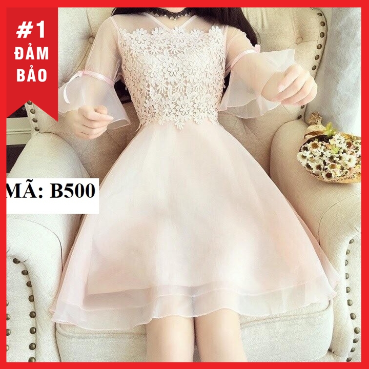 [HCM]ĐẦM REN PHỐI LƯỚI B500