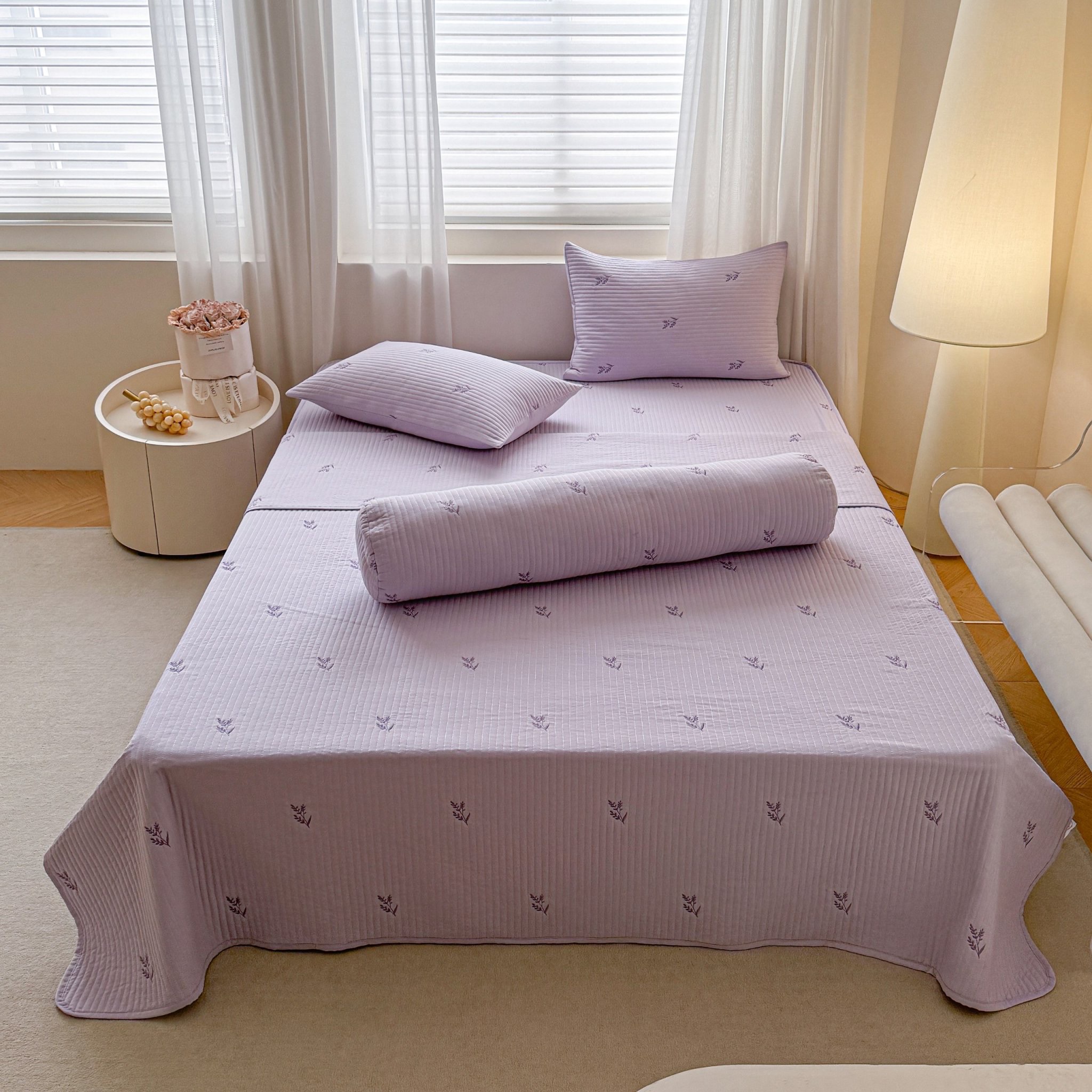 (🌷FULL MÀU🌷) SET 4 MÓN GA BỌC TRẦN THÊU HOA COTTON SOLID NHẬP KHẨU CAO CẤP