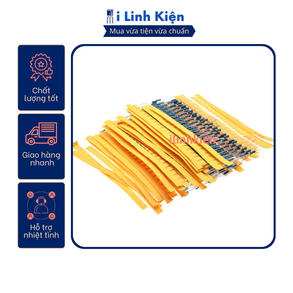 Điện trở vạch 1/4W 100K 1% chân đồng (50c)