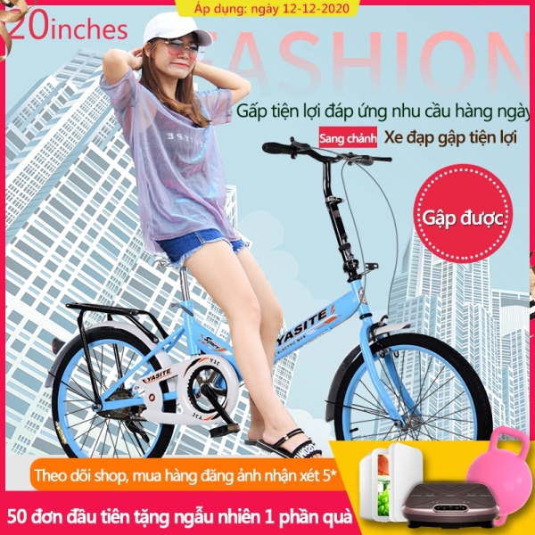 Xe đạp 20 inch có thể gấp gọn 2 màu xanh lam xanh lá xe đạp cho thanh niển, người già (Giá sản phẩm đang bán không bao gồm phí lắp đặt) TopOne2020