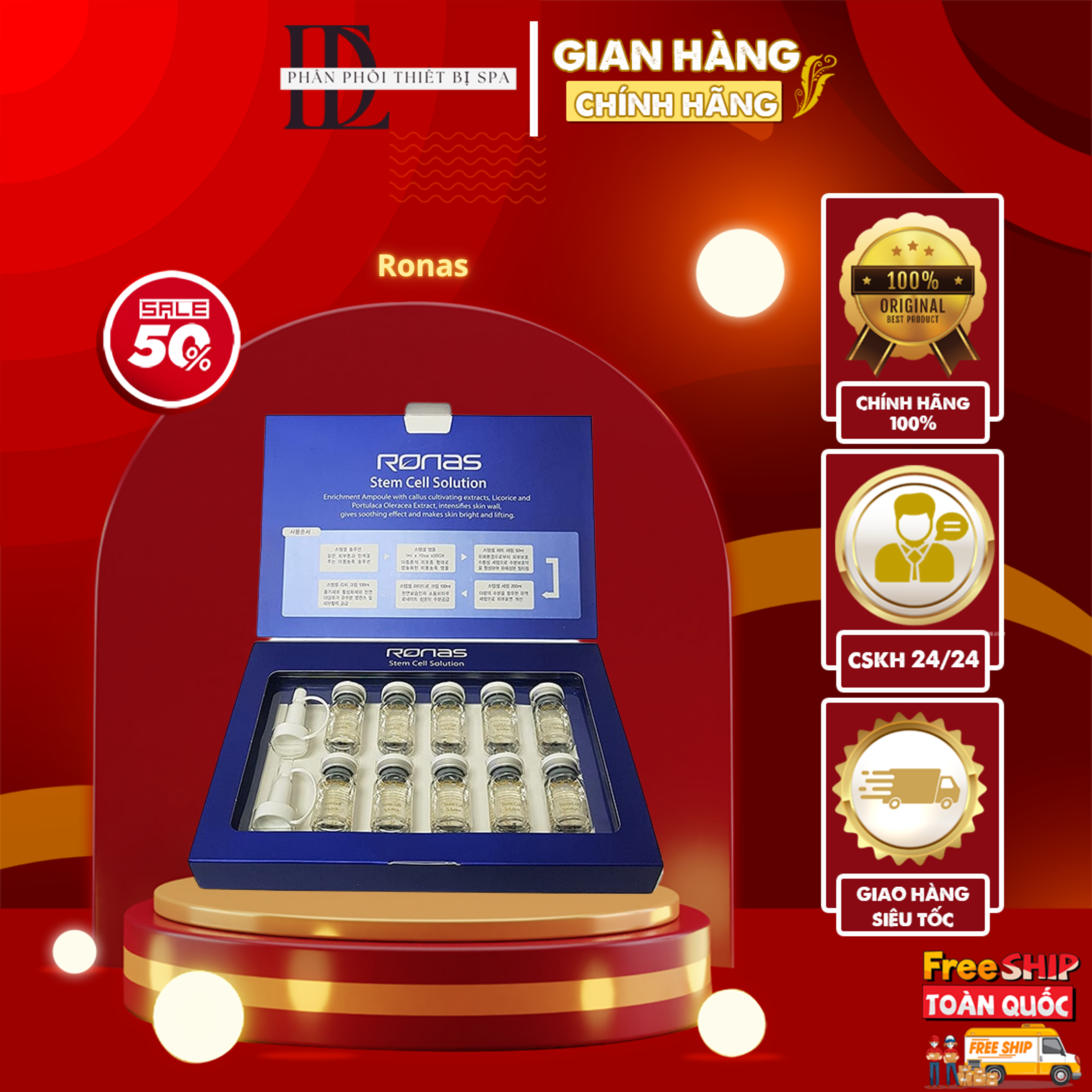 [Chính Hãng] Tế Bào Gốc Ronas | serum ronas phục hồi căng bóng da