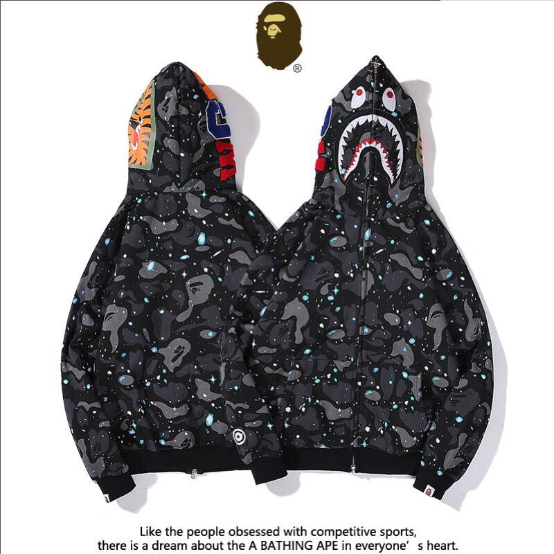 Mới áo hoodie bape hình cá mập dạ quang thời trang cá tính cho nam nữ