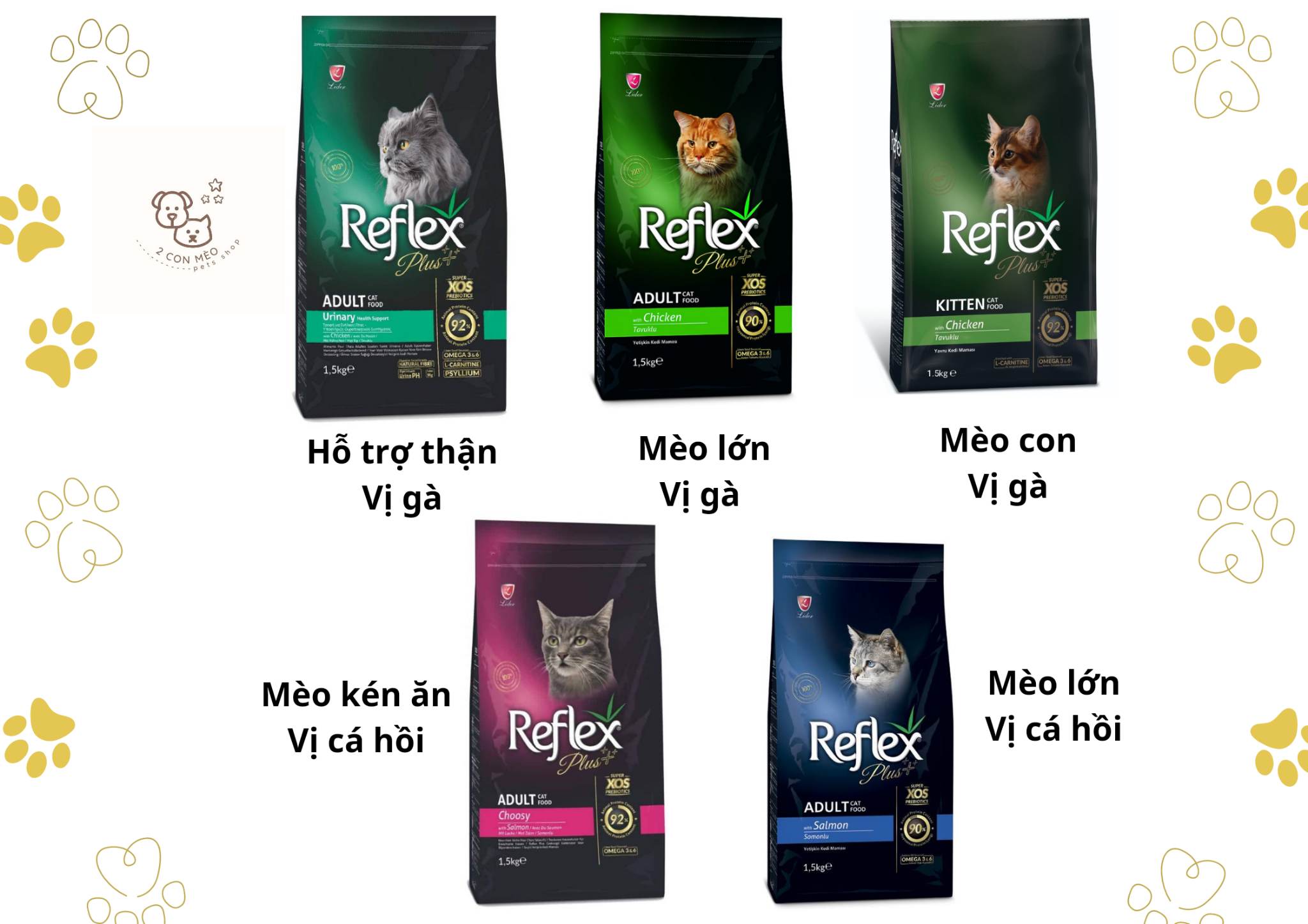 Thức ăn cho mèo Hạt Reflex Plus các loại - [Túi 1,5kg]