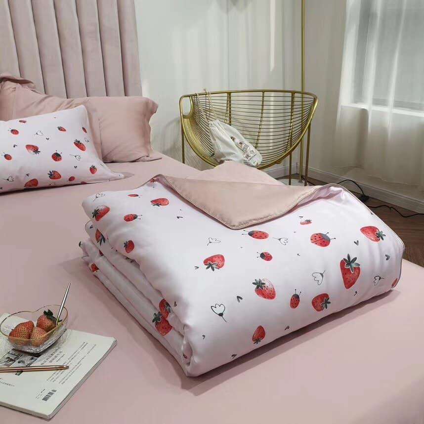Bộ chăn ga gối lụa tencel tơ tằm thiên nhiên (MS03)