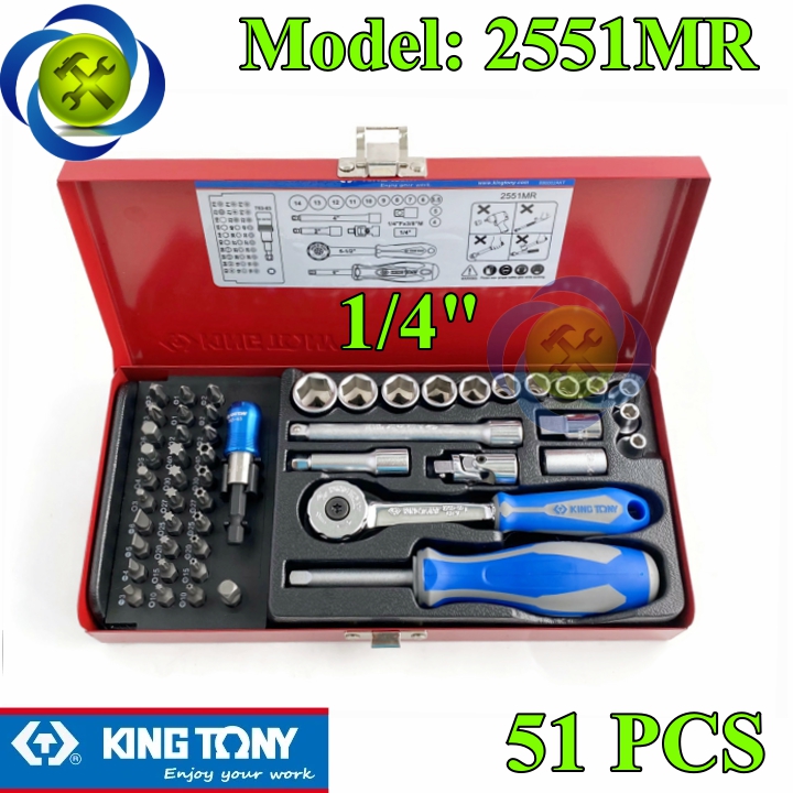 Bộ tuýp 1/4 kingtony 2551mr 51 chi tiết
