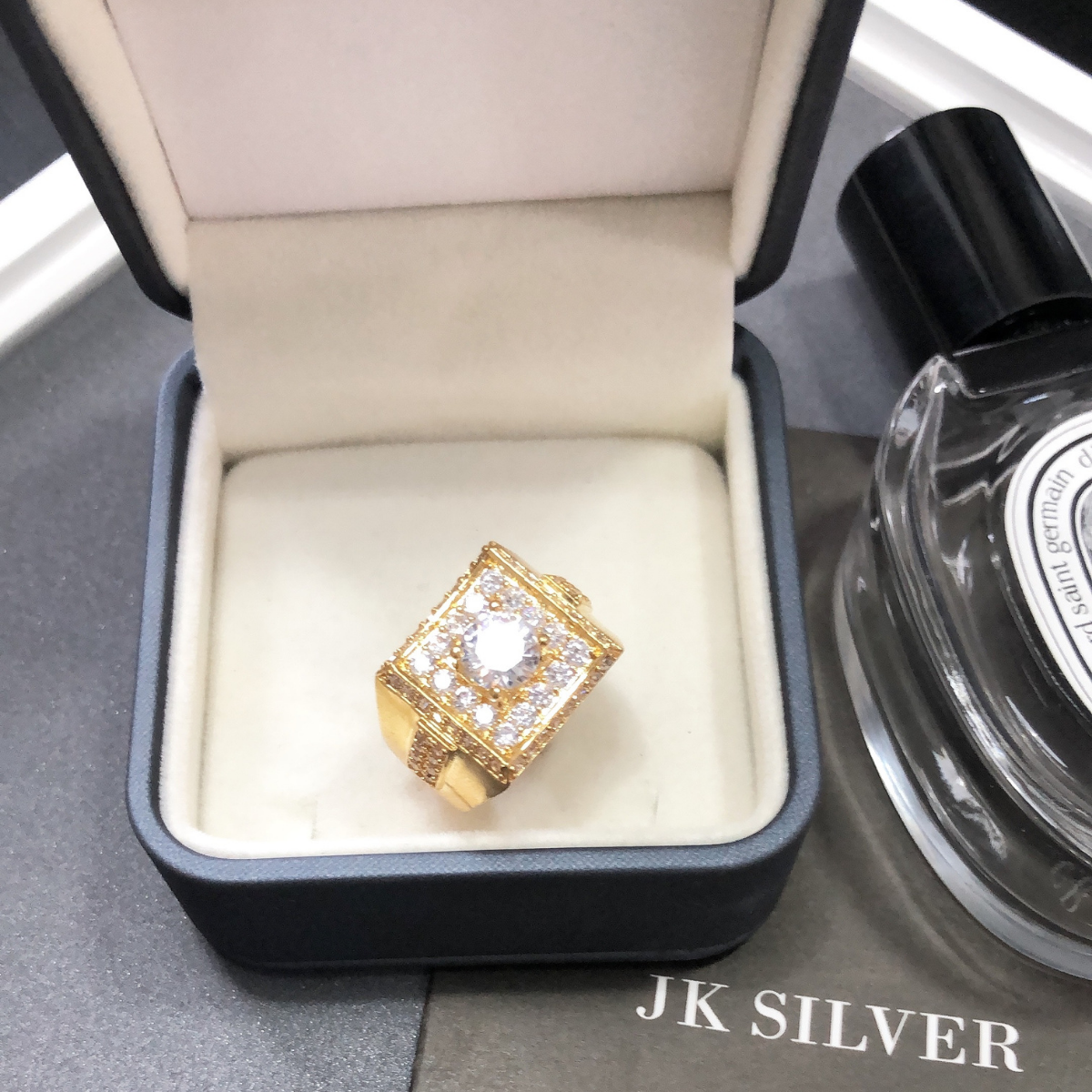 Nhẫn bạc nam đính đá cao cấp JK Silver