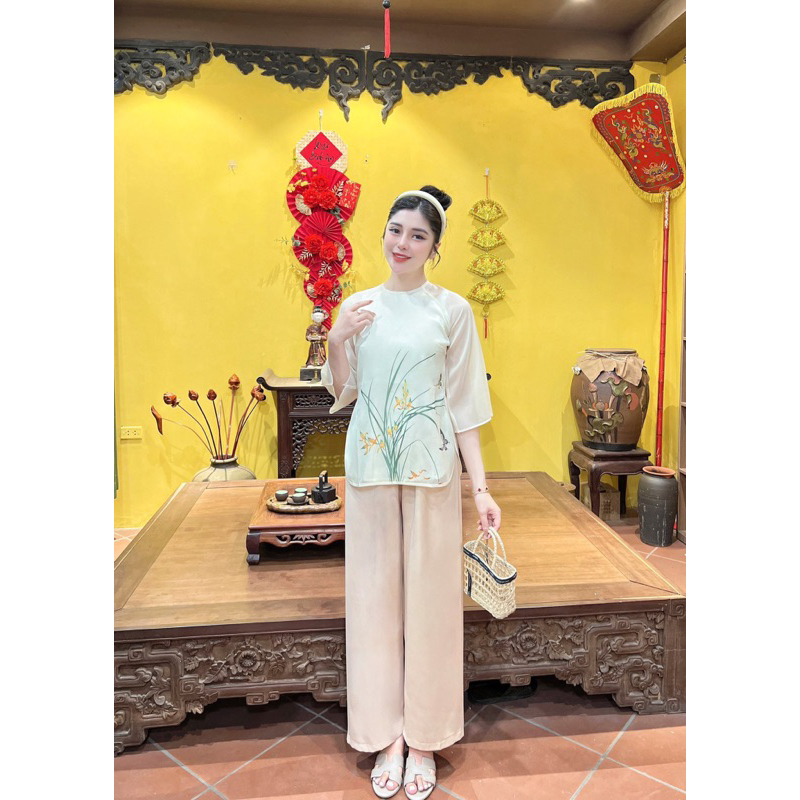 Đồ lam,Bộ lụa nữ,Pháp phục phật tử,Quần áo đi chùa