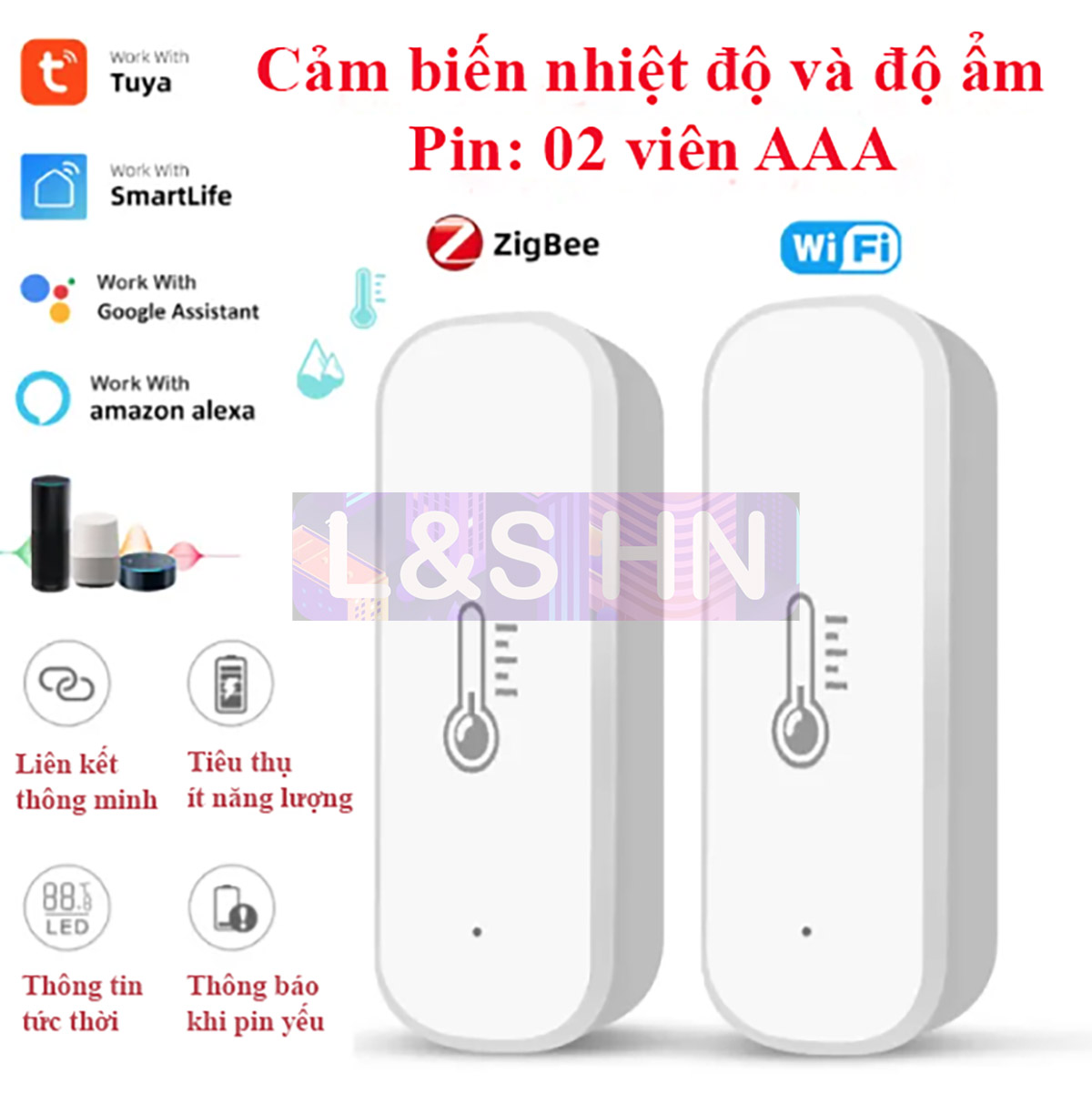 Cảm biến nhiệt độ/độ ẩm TUYA Zigbee/Wifi
