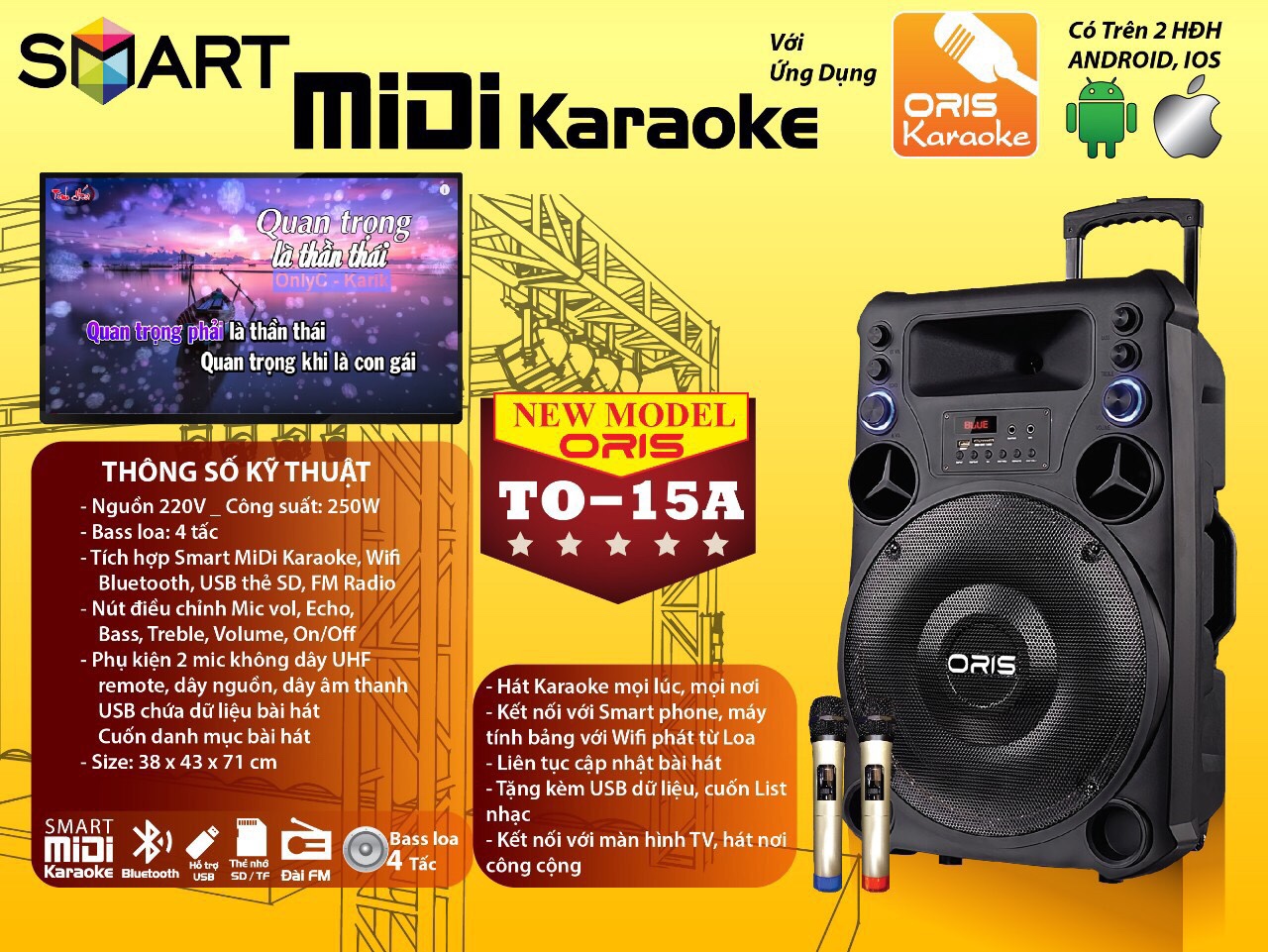 [HCM][Trả góp 0%]Loa kéo di động ORIS TO-15A