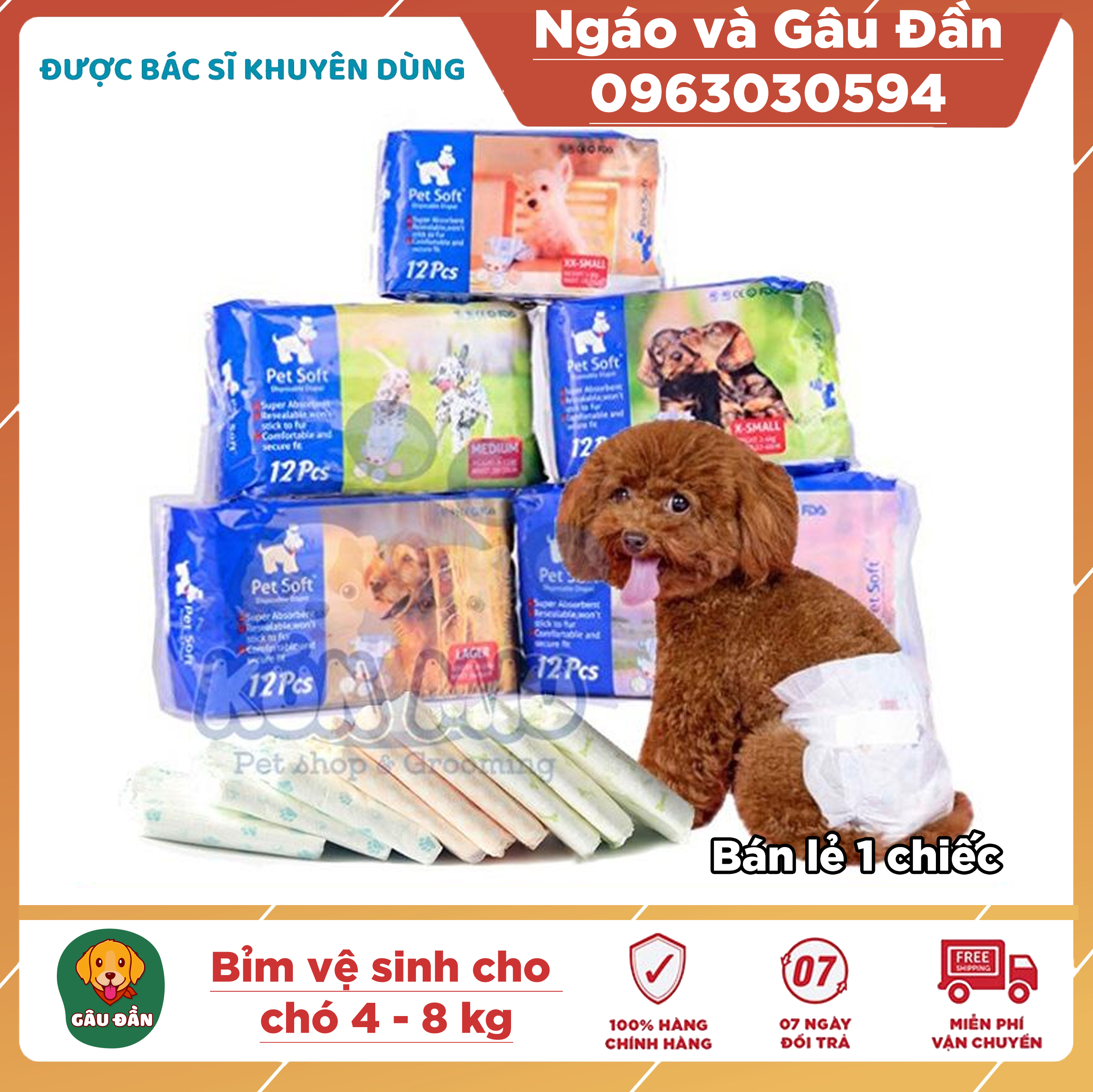 Bỉm vệ sinh cho chó 4 - 8 kg Pet Soft - 1 chiếc