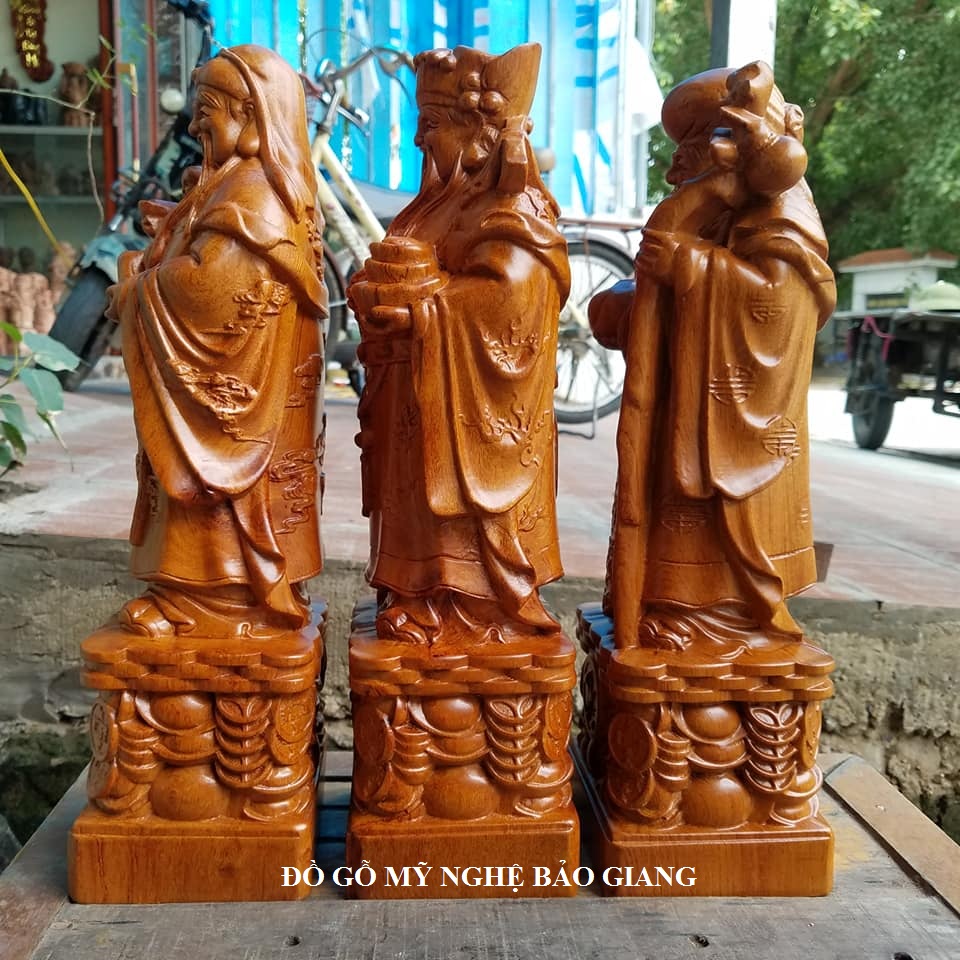 Tượng tam đa gỗ hương cao 40 cm