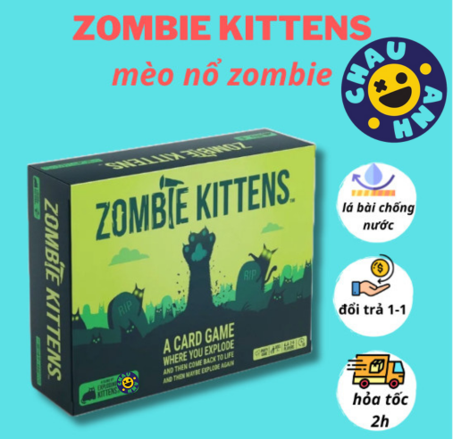 Mèo Nổ Zombie Việt Hóa - Boardgame Exploding Kittens tiếng việt (bản cơ bản)