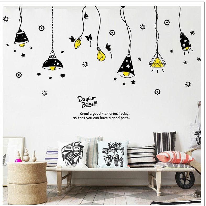 [HCM]Tranh dán tường 3D Đèn treo Amyshop (85 x 175 cm)