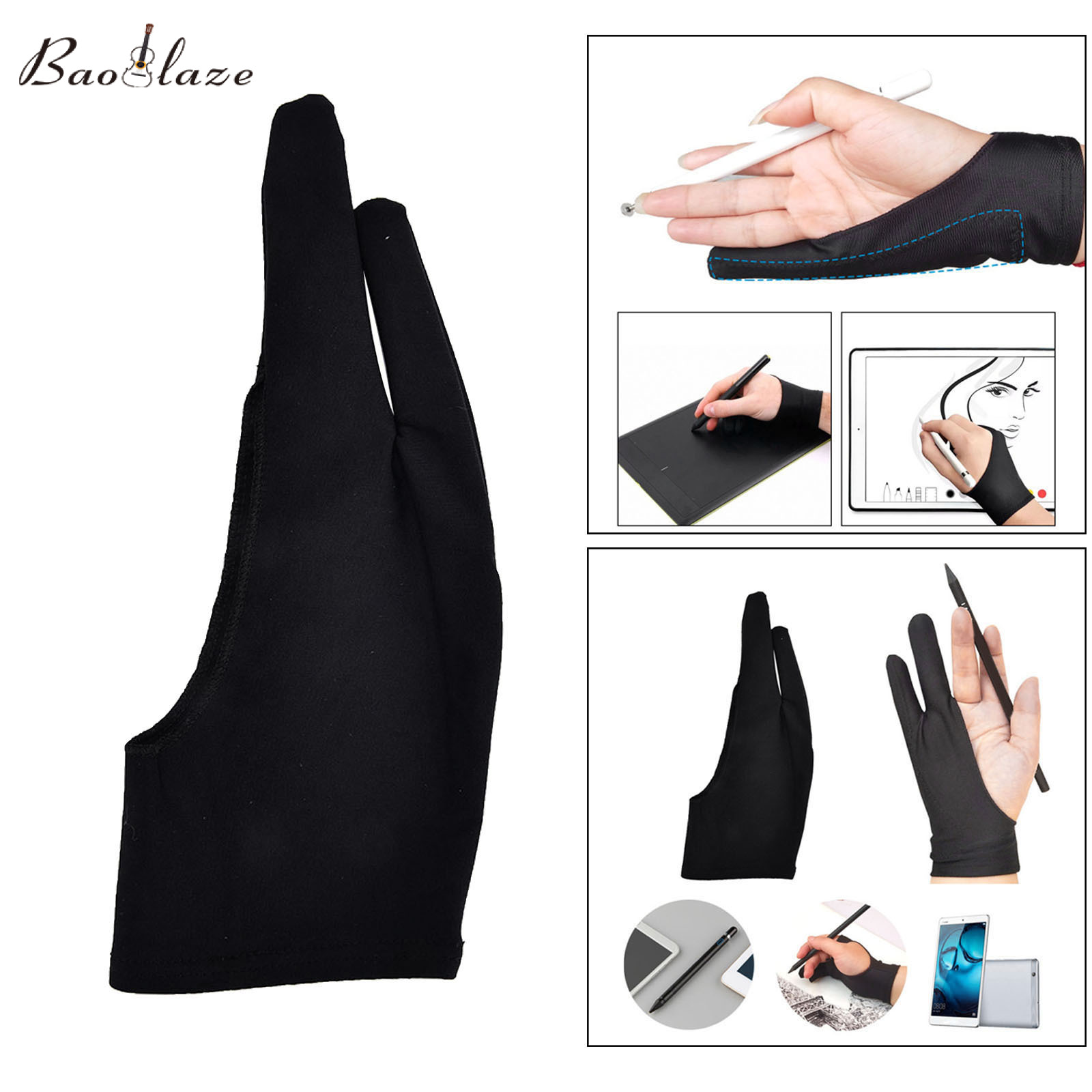 BaoblazeAnti-fouling Artist Drawing Glove Left and Right Hand for Digital Graphics, Paper Sketching