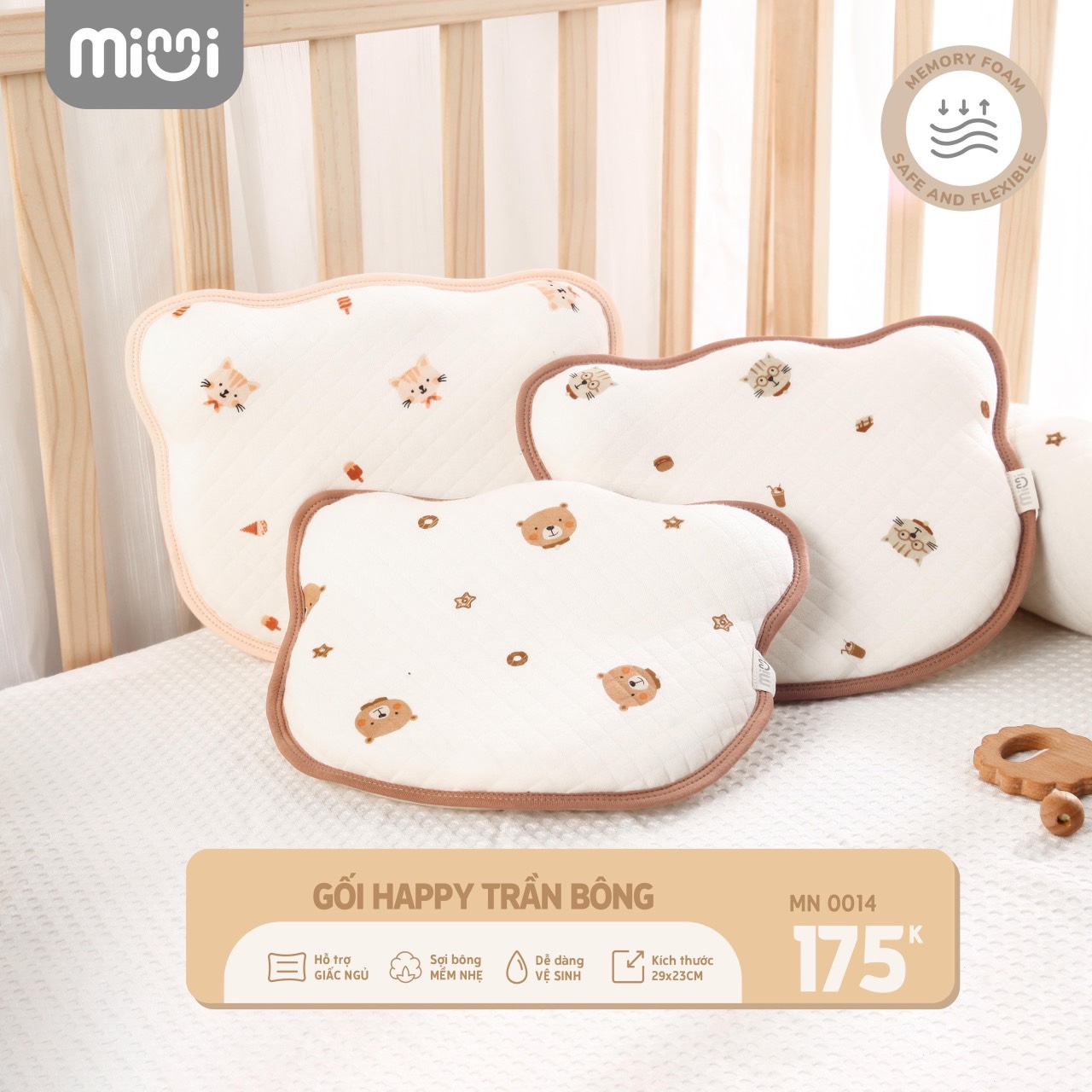 Gối chống bẹp đầu trẻ em trần bông tod/tod plus uala rogo
