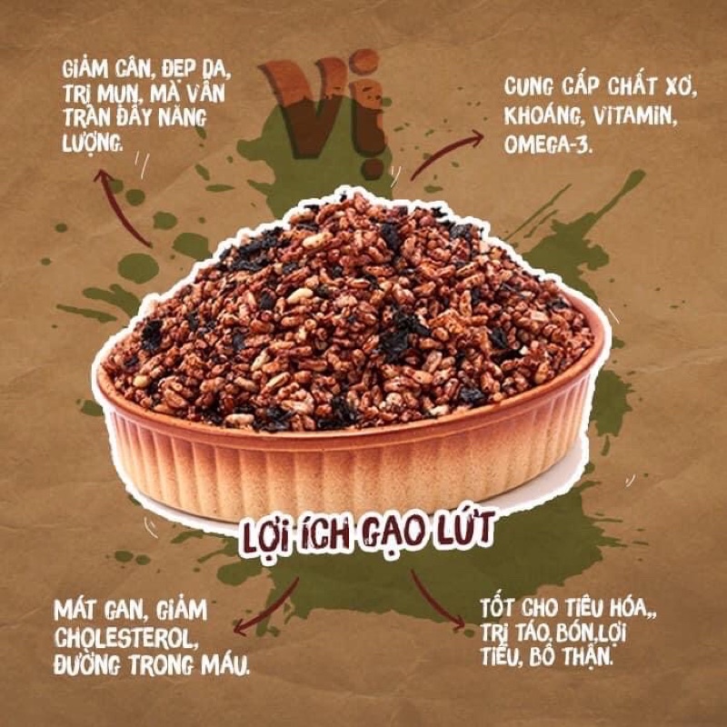 Cốm Gạo Lứt Rong Biển Gói 500Gram