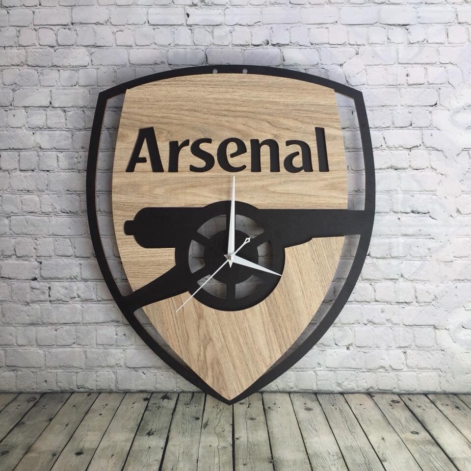 Đồng Hồ Gỗ Treo Tường Bóng Đá Logo Clb ARSENAL