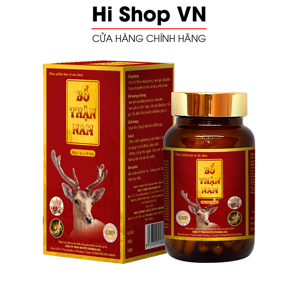 Viên uống tăng cường sinh lý nam Bổ Thận Nam bổ thận tráng dương, mạnh gân cốt - Hộp 30 viên thành phần thảo dược