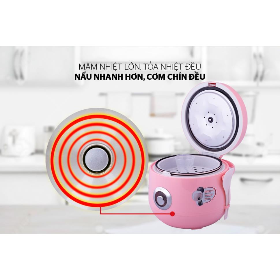 Nồi cơm điện Sunhouse HappyTime 1.8L HTD8521P [MÀU HỒNG SIÊU XINH]