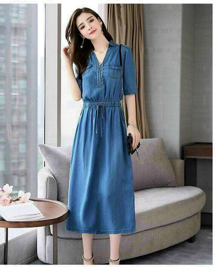 [HCM]ĐẦM JEAN XOÈ PHỐI DÂY RÚT EO