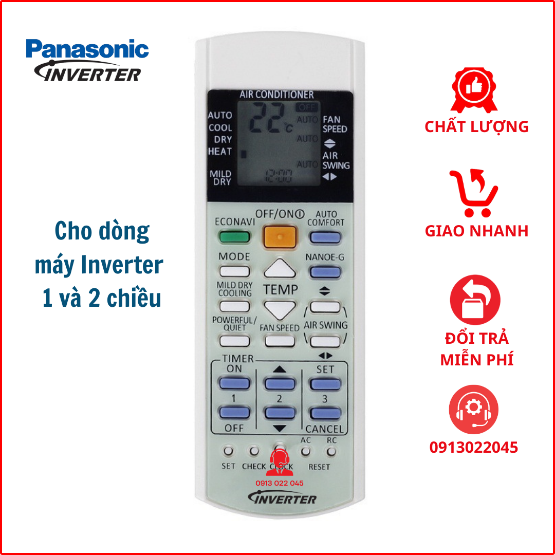 Điều khiển điều hòa Panasonic Inverter (Bản nhỏ)
