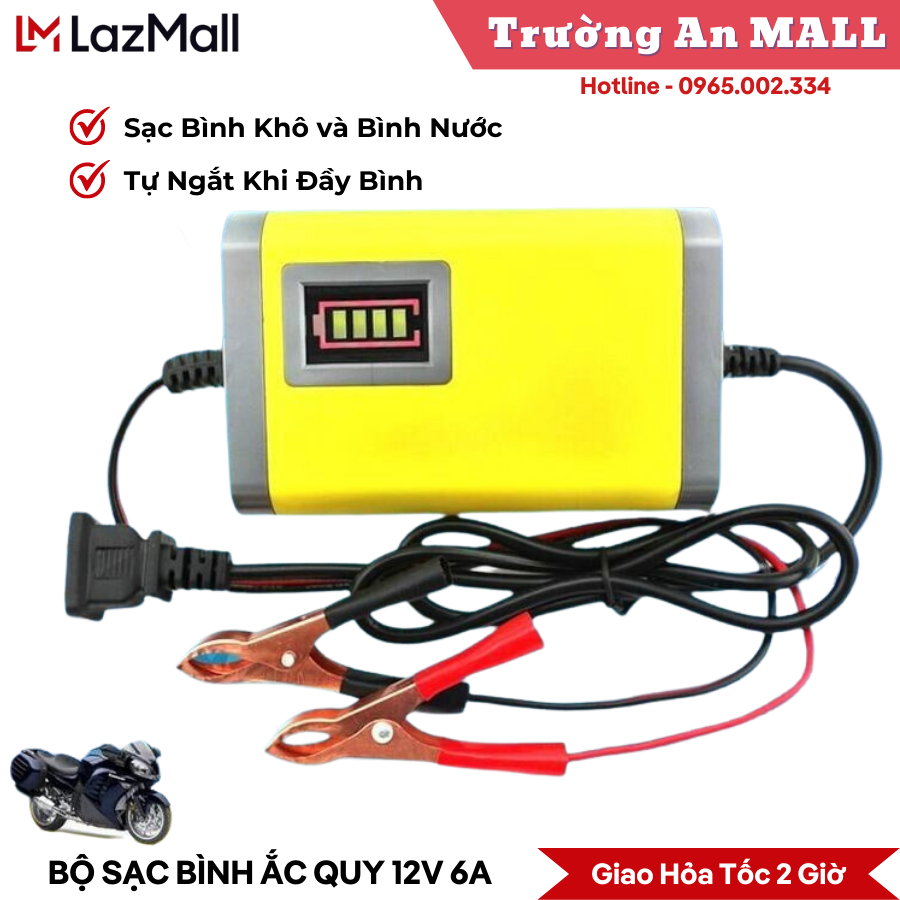 Bộ sạc bình acquy 12v 2a thông minh cho xe máy, kích thước nhỏ gọn tiện lợi, sạc bình ắc quy 12v , sạc acquy 12v 2a nguồn xung ổn định thích hợp sạc bình khô và bình nước từ 2ah-20ah