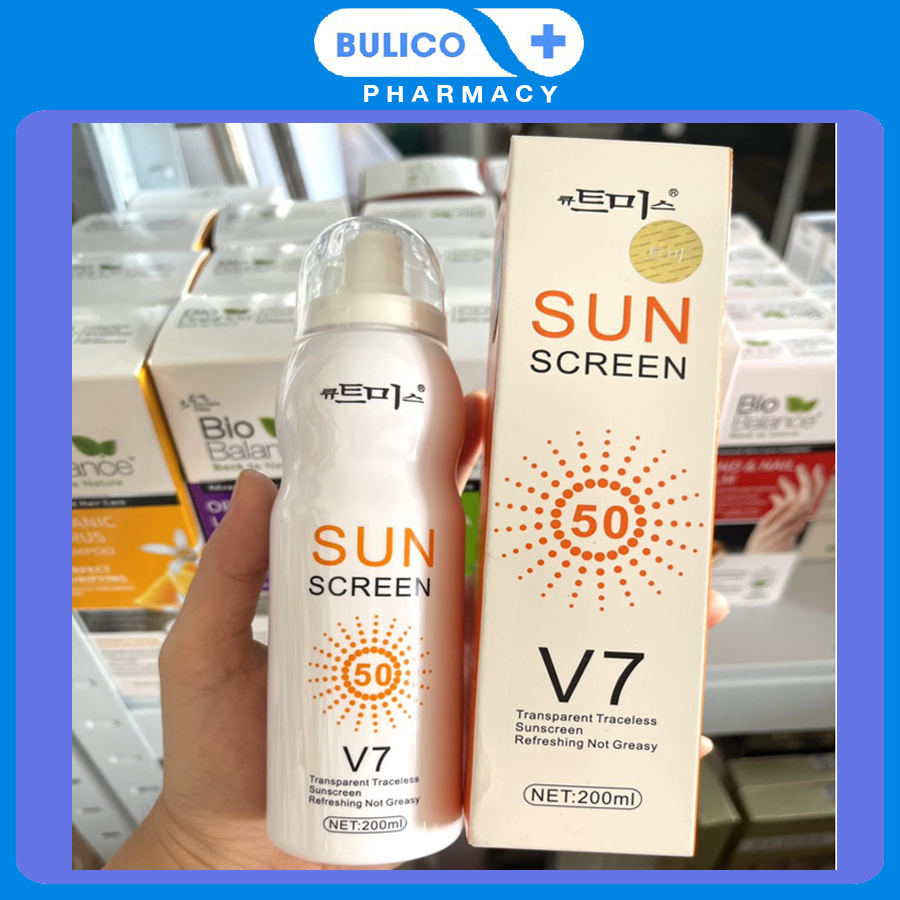 Xịt chống nắng trắng da toàn thân sun screen v7 hàn quốc spf 50+