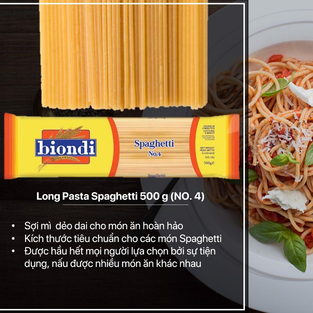 Mì Ý Spaghetti Số 4 Biondi 500g - Thương Hiệu Úc, SX Thái Lan | Biondi Spaghetti No.4 500g