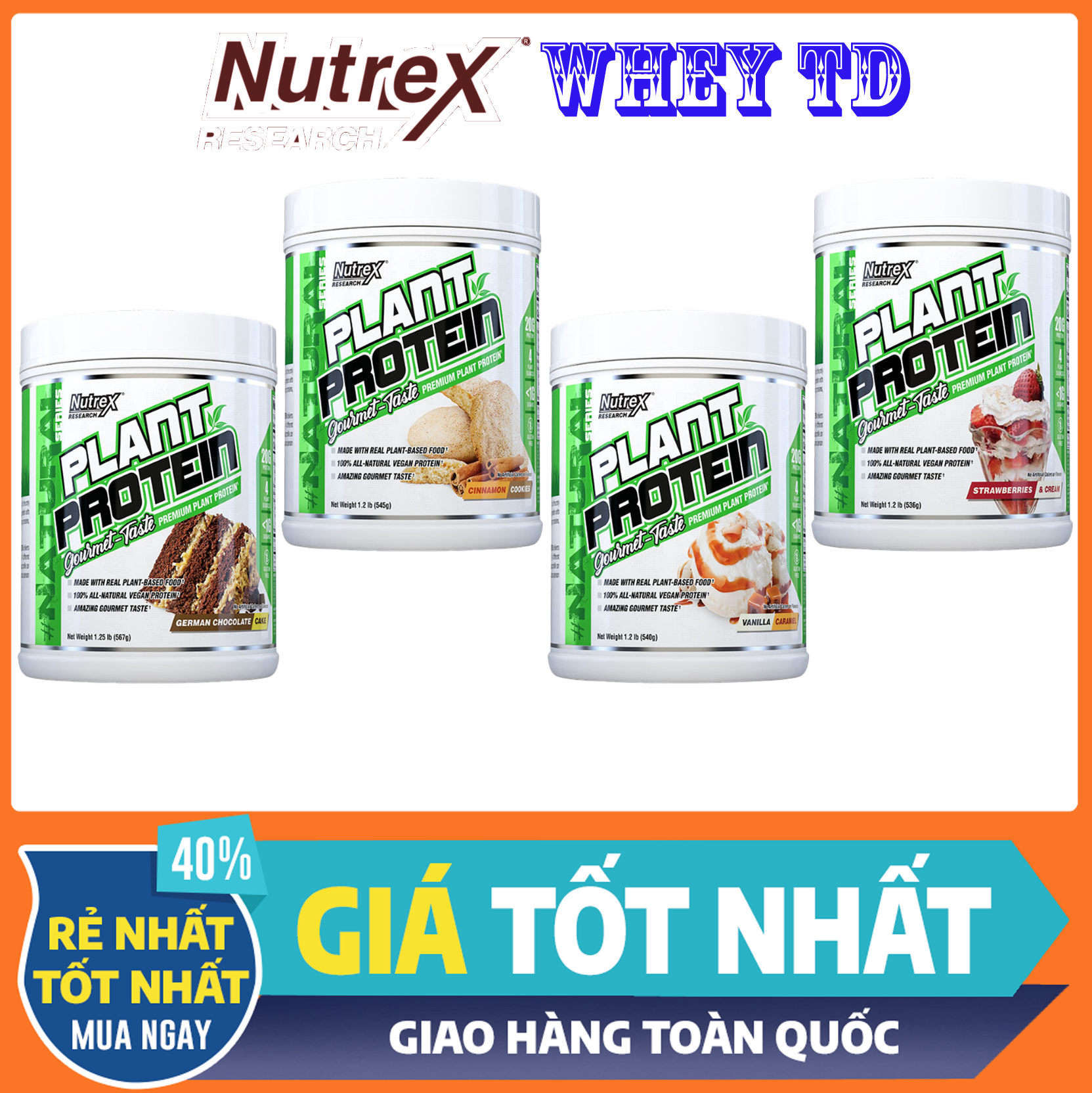 Whey thực vật Plant Protein Nutrex - Whey dành cho người ăn chay