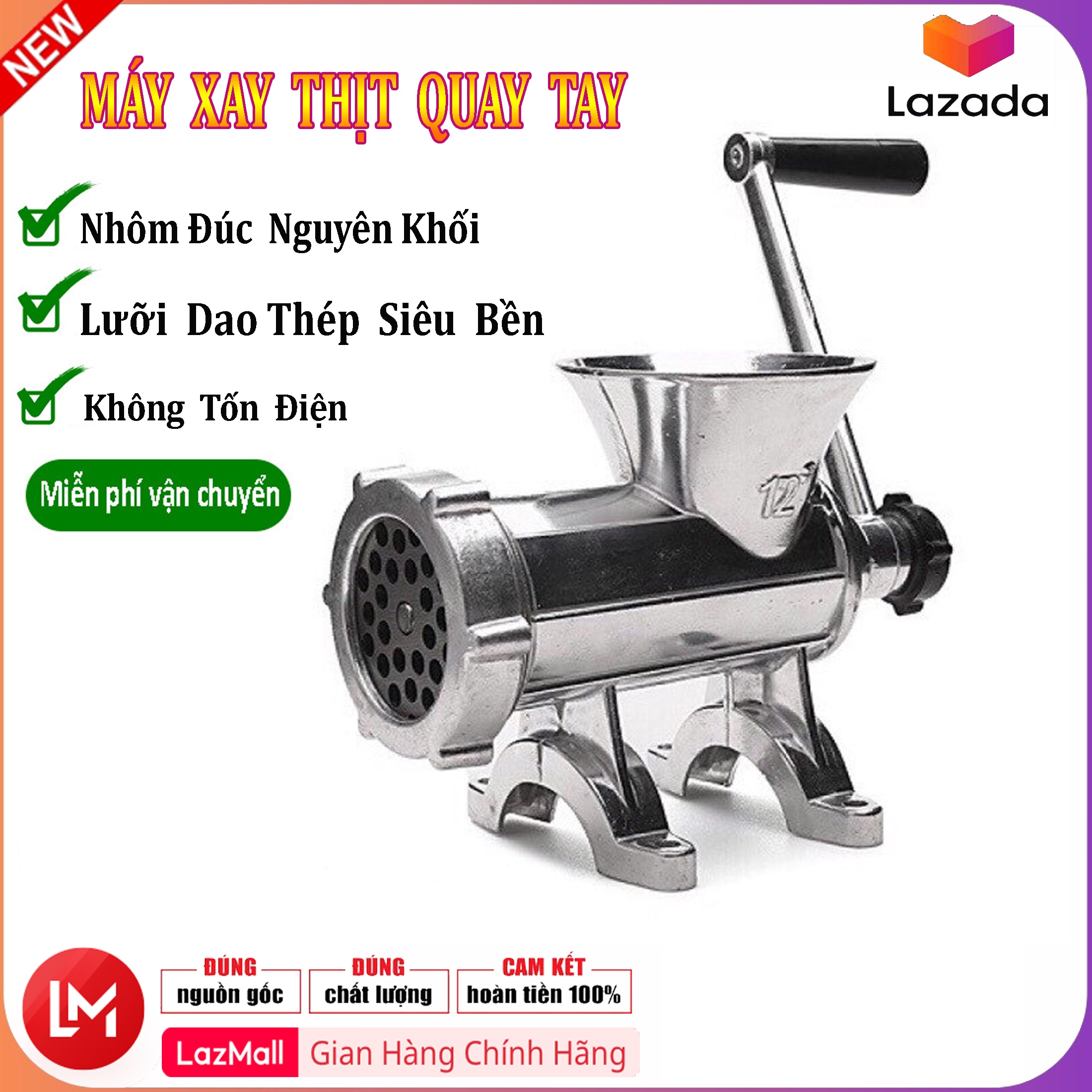 Máy xay thịt bằng tay inox giúp xay thịt cá rau củ quả tiện dụng