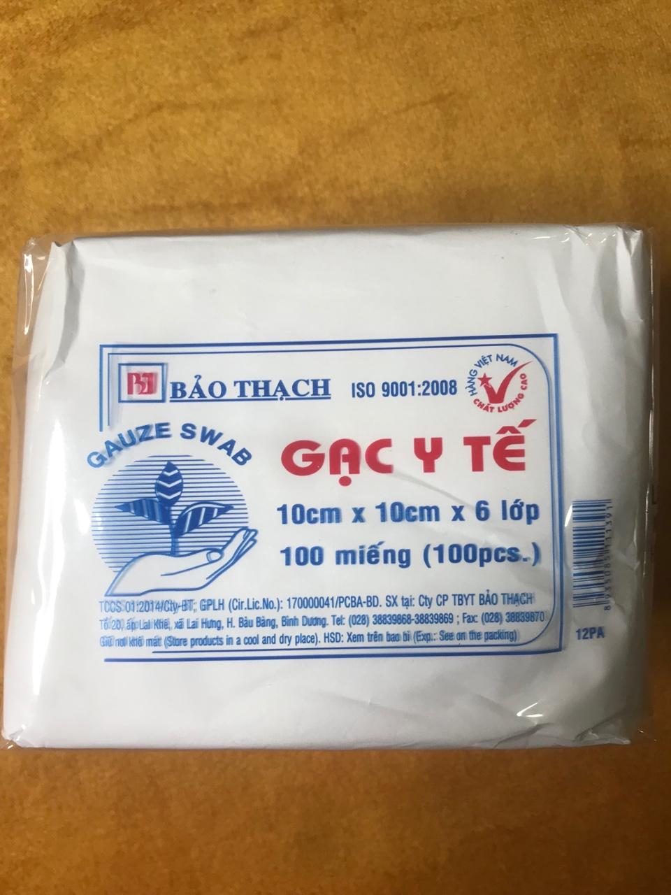 Gạc y tế bảo thạch ( 1 bịch 100 miếng 10cm x 10cm x 6 lớp)
