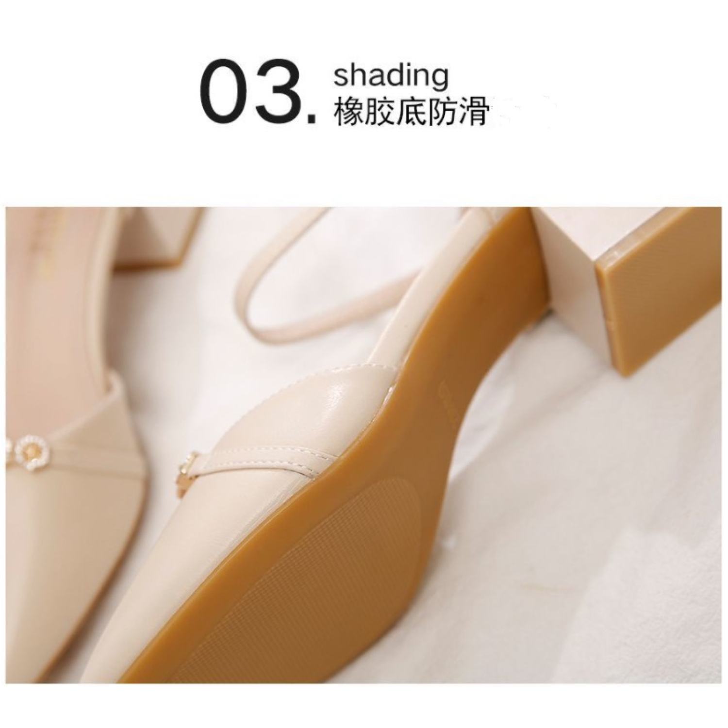 Giày cao gót Sandal đế 3cm mũi vuông