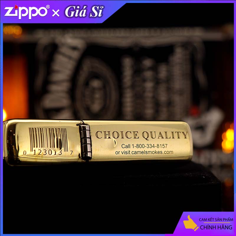 Bật lửa Zippo khắc Lạc Đà CAMEL bản tiêu chuẩn màu vàng bóng