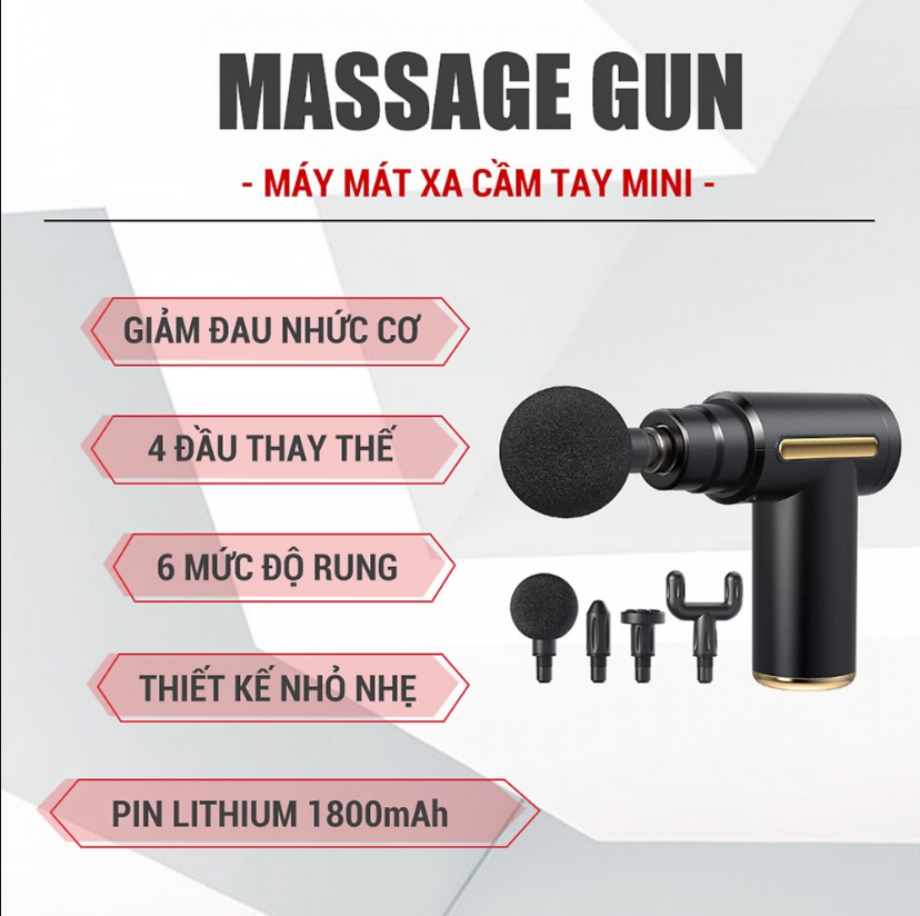 Massage gun,xúng massage cầm tay,Máy mát xa cầm tay Massage Gun chính hãng xung massage gun cầm tay giảm căng cơ Máy  massage cầm tay tốc độ trj đau nhức giãn cơ.