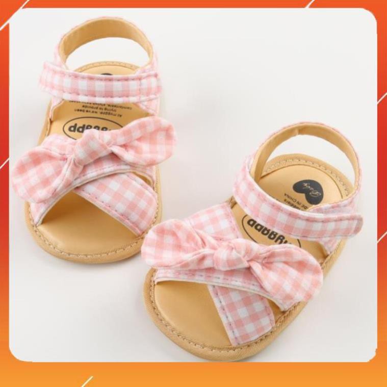 Dép tập đi cho bé, Giày Tập Đi Em Bé, Dép Tập Đi Quai Dán Đính Nơ Dễ Thương Cho Bé Trai và Bé Gái từ 0-18 tháng