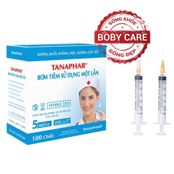 Bơm tiêm y tế chính hãng Tanaphar 5ml Tanaphar có Kim (túi 1 Chiếc)