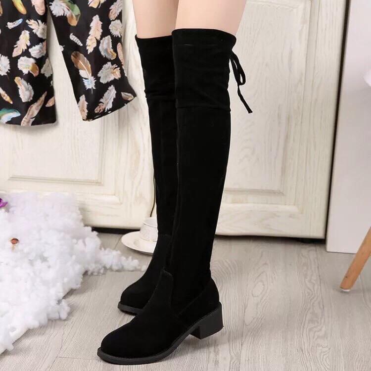 Bôt nữ cao cổ đế thấp- Giày bốt đùi hottrend