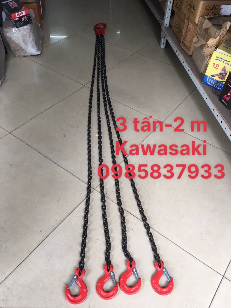 Dây Xích cẩu 4 sợi 3 tấn 2m Kawasaki Nhật tiêu chuẩn cao sử dụng đơn giản và an toàn