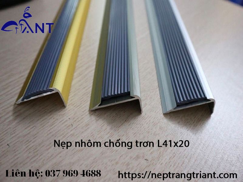 Nẹp nhôm L41x20, nẹp chống trơn trượt bậc thang nhôm