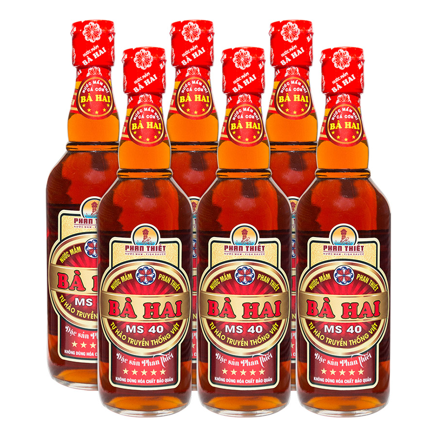 Nước Mắm Nhĩ Bà Hai đặt biệt MS40 ( thùng 6chai Thuỷ Tinh x 500ml)