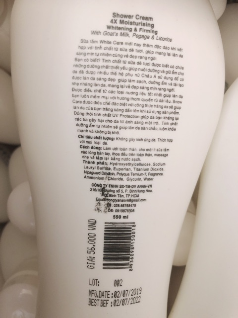 Sữa tắm dê trắng da 500ml