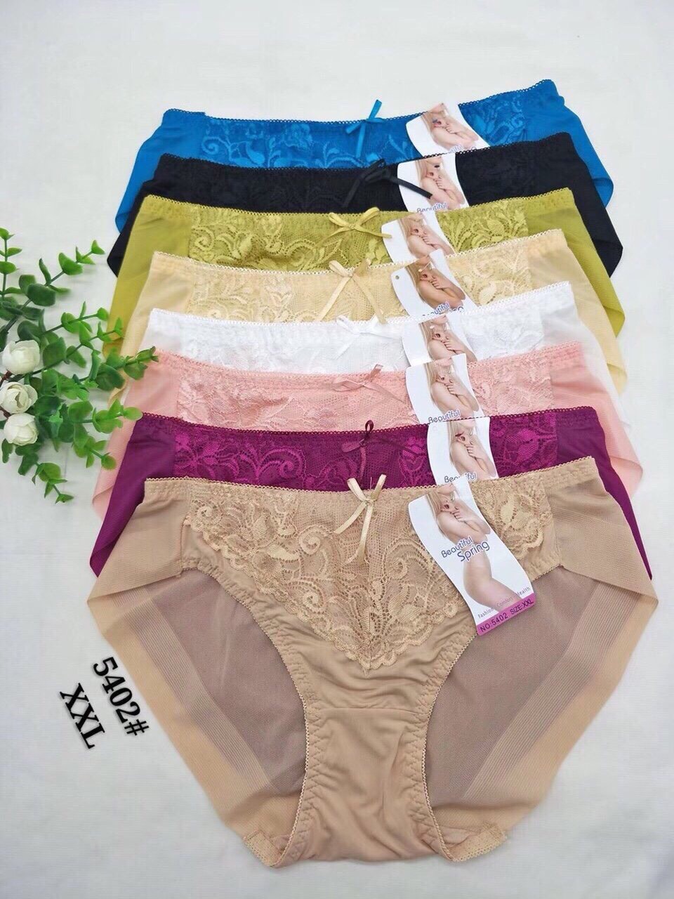 Combo 5 quần lót nữ voan phối ren Beautiful Spring 5402 – Mỏng nhẹ, thoáng mát