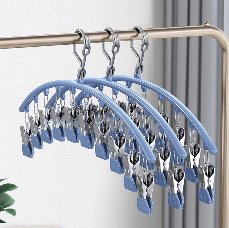 Móc treo sau cửa gấp gọn 6 chấu bằng inox gọn gàng tiện dụng - móc inox treo sau cửa - móc treo quần áo đa năng