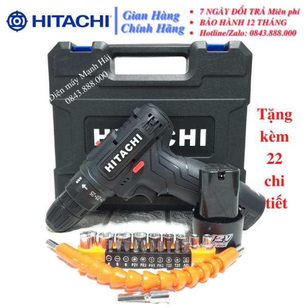 Máy khoan tay bắt vít HITACHI pin 12V 2 pin, Máy khoan pin 12v