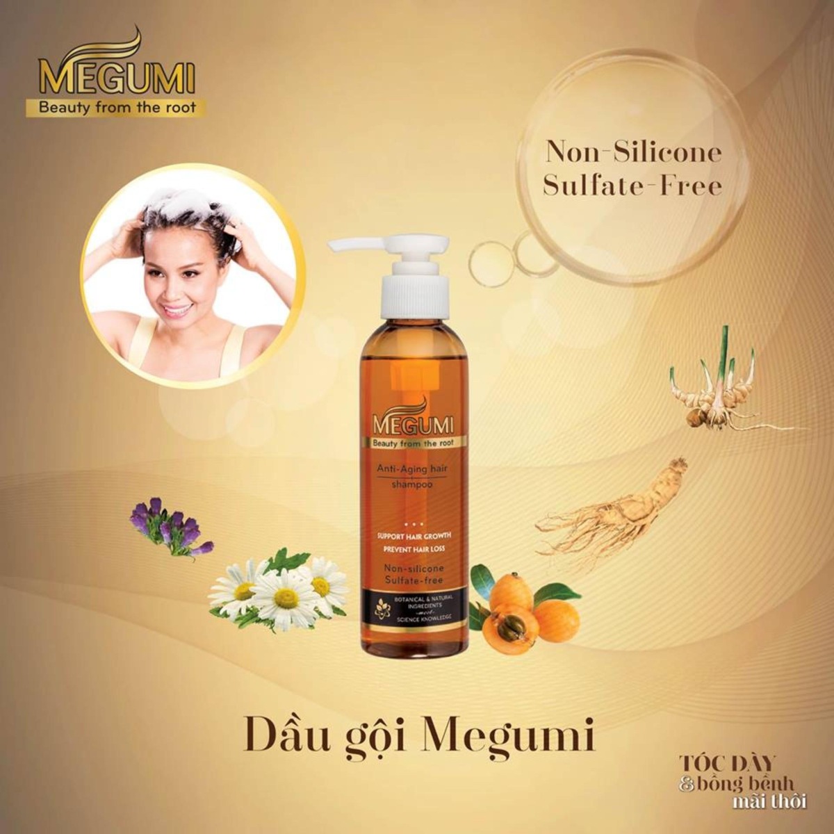 Dầu gội Megumi ngăn rụng tóc chai 175g